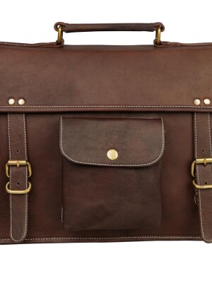Handmade 15 inch black leather Laptop messenger bag travel crossbody bag Shoulder bag For Man & Woman