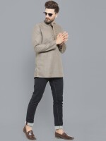 Rust color poly-cot with embroidery gents short kurta