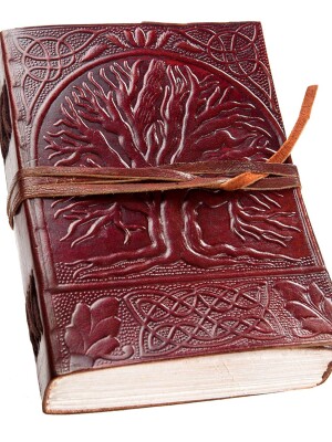 Tree of Life Leather Bound Notebook Journal for Men Strap Bookmark 200 Unlined Pages Handmade Paper Gifts to Your Friends and Family Size 7 Inch.