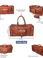 Leather 28 inch square duffel travel gym sports overnight weekend leather bag