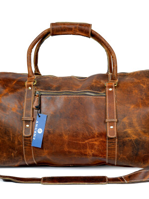 20" Buffalo leather duffle bag travel carry-on luggage overnight gym Bag For Unisex.