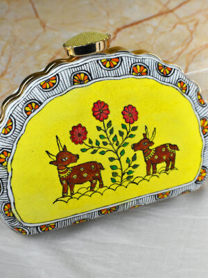 Paradise hand painted clutch bag (box) for women