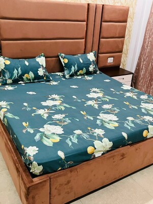 Abstract Cotton 1 Double Bedsheet With 2 Pillow Covers