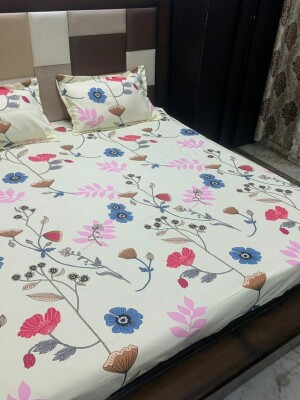 Abstract Cotton 1 Double Bedsheet With 2 Pillow Covers