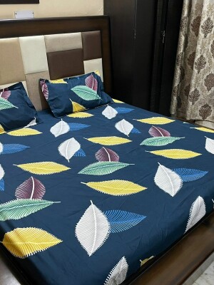 Abstract Cotton 1 Double Bedsheet With 2 Pillow Covers