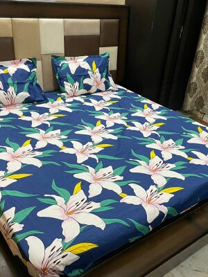 Abstract Cotton 1 Double Bedsheet With 2 Pillow Covers