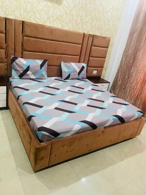 Abstract Cotton 1 Double Bedsheet With 2 Pillow Covers
