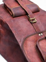 22" Handmade Vinatge Leather Retro travel rucksack backpack Laptop bag for men women.