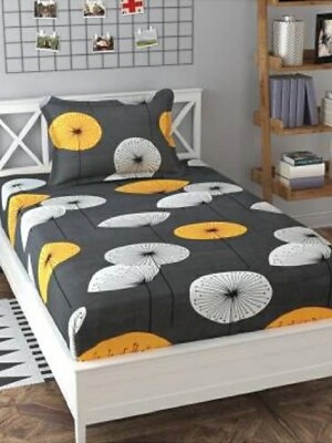 Abstract Cotton 1 Single Bedsheet With 1 Pillow Covers