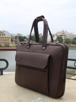 Handmade Geniune Leather briefcase Laptop Messenger bag Crossbody Bag for men fits 16'' laptop.