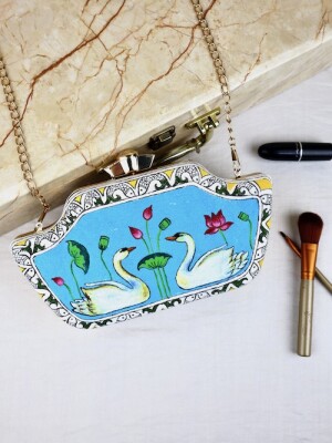 Nature Inspired hand painted clutch bag (box) for women