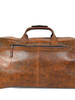Genuine buffalo leather weekender, travel bag for unisex With Shoe Pocket brown (24 Inch).