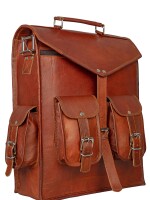 15'' Vintage Leather Backpack Laptop Messenger Bag Rucksack Sling for Men Women