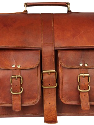 16 Inch Vintage Handmade Leather Messenger Bag Laptop Briefcase Computer Satchel Bag for Men & Women