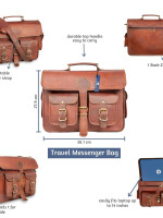 18 ''Laptop Bags Vintage Brown Leather Messenger bag Crossbody Shoulder Travel bag Laptop Briefcase For Unisex.