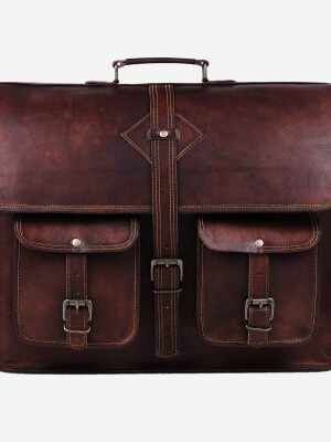 15'' Leather Briefcase Laptop Messenger bag best computer satchel Handmade Bags for men and women