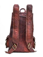 20" Retro travel rucksack backpack brown leather bag College bag for men women.