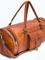 Oversized ROUND Travel Duffel Bag Genuine Leather Weekend bag Weekender Carryon travel bag Brown