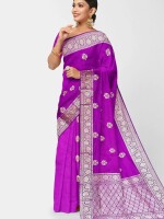 Purple Meenakari Banarasi Pure Katan Silk Handloom Saree