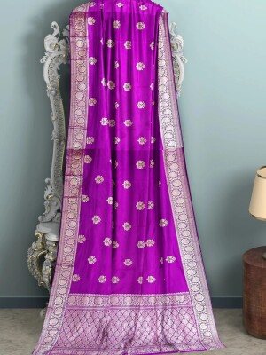 Purple Meenakari Banarasi Pure Katan Silk Handloom Saree