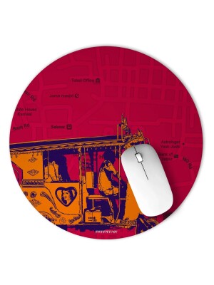 Orange Auto Round Mouse Pad