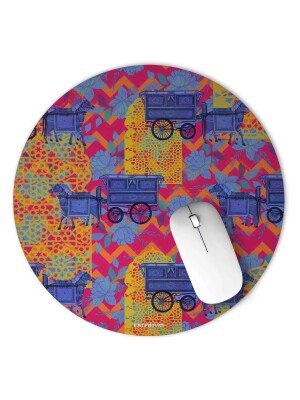 Horse Cart Design Round Mouse Pad