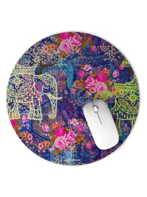 Indian Wedding Elephant Round Mouse Pad