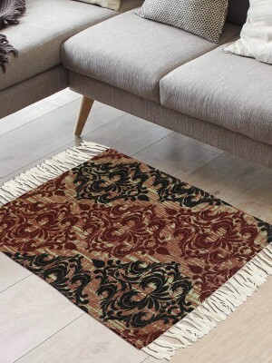 Red Brocade Eco-Friendly Recycled Rug