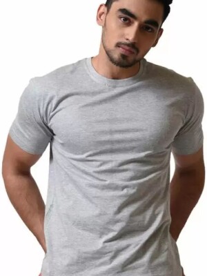 Men Solid Round Neck Reversible Pure Cotton Grey T-Shirt