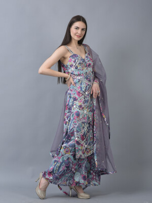 Indian Sharara Set Front Slit Jacket Top with Sharara