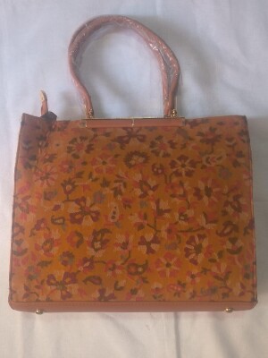 Mustard Kashmiri kani bag with leather sides