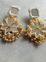 Yellow Mirrorwork earrings