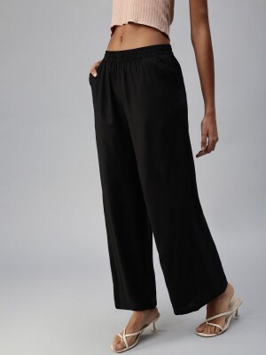 Black 100% cotton polyester fit palazzo
