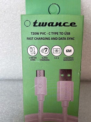 Twance T20W PVC - Type C to USB charging and data sync Cable,