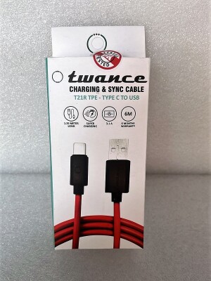 Twance T21R TPE - Type C to USB charging and data sync Cable,