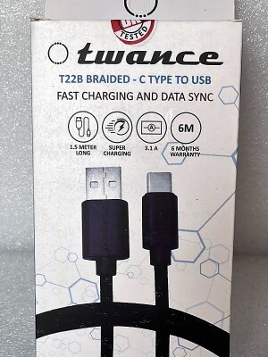 Twance T22B Braided - Type C to USB charging and data sync Cable