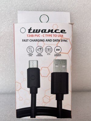 Twance T24B Braided - Type C to USB charging and data sync Cable,