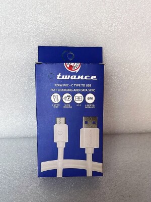 Twance T24W PVC - Type C to USB charging and data sync Cable,