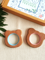 Bear & panda natural neem wood teethers for babies | natural & safe | goodness of organic neem wood | both chewing & grasping toy | set of 2 (Age 3+