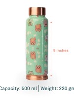 Tiny owl printed | 100% pure copper bottle|500 ml |