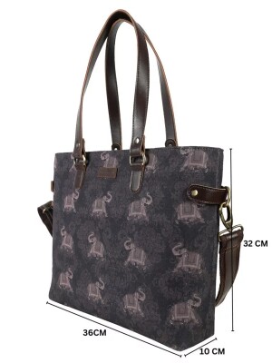Jaipur Ele Designer Tote Bag , Back side Zipper Pocket for quick access and  2 Zippered compartment to keep valuables