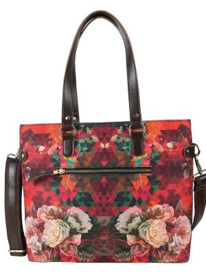 Women’s Multicolour Floral Tote Bag , Back side Zipper Pocket for quick access and 2 Zippered compartment to keep valuables