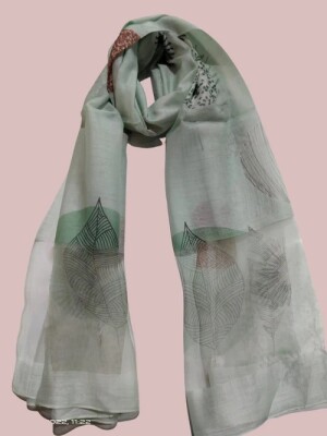 Pestle green tissue fabric scarf