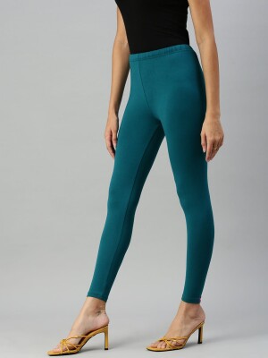 Teal polyester fit ankle length cotton legging