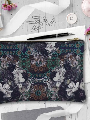 Abstract Flower Zipper Utility Pouch