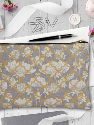 White Lotus Flower Stationery Pouch