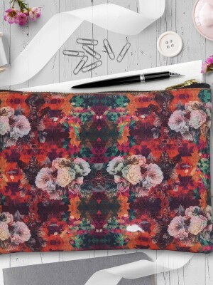 Multicolored Floral Small Utility Pouch