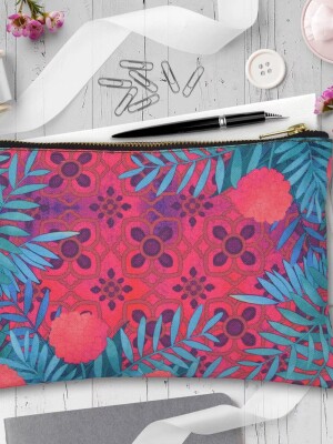 Pink and Blue Makeup Pouch