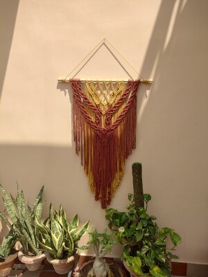 Rust and mustard macrame wall hanging | boho handcrafted | handwoven