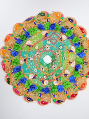 Green silk Bandhani Laddu Gopal Dress